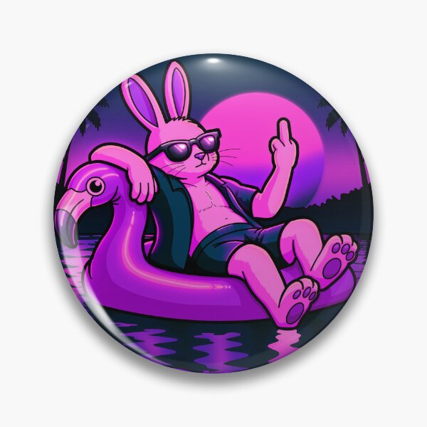 Item preview, Copy of Copy of Respectfully… F@ck Off | Chill Bunny on Flamingo Pool Float | Funny Retro Synthwave Illustration | Neon Pink designed and sold by Object of Reference Designs.