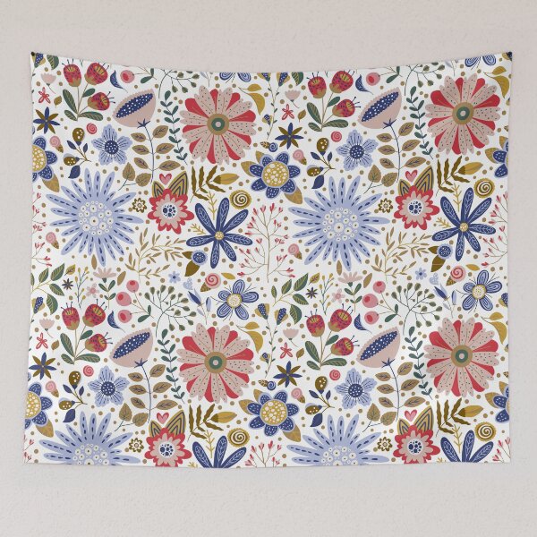 Item preview, Red and Blue Flower Pattern designed and sold by TeeGeeTees.