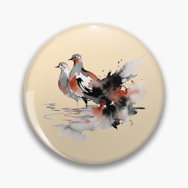 Item preview, minimal watercolour painting, partial painting of a two birds merging into one abstract form in water designed and sold by 123ks.