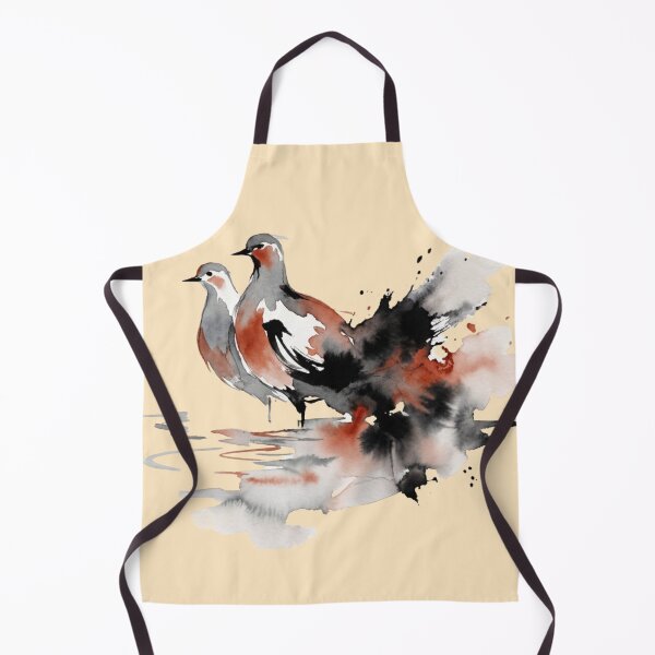 Item preview, minimal watercolour painting, partial painting of a two birds merging into one abstract form in water designed and sold by 123ks.