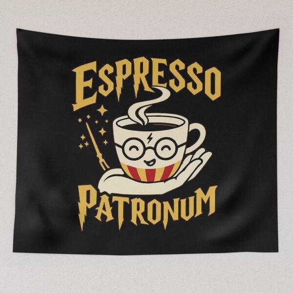 Item preview, Espresso Patronum – Magical Coffee Lover Quote with Cute Wizard Mug and Fantasy-Inspired Typography designed and sold by Huddy-clothes.