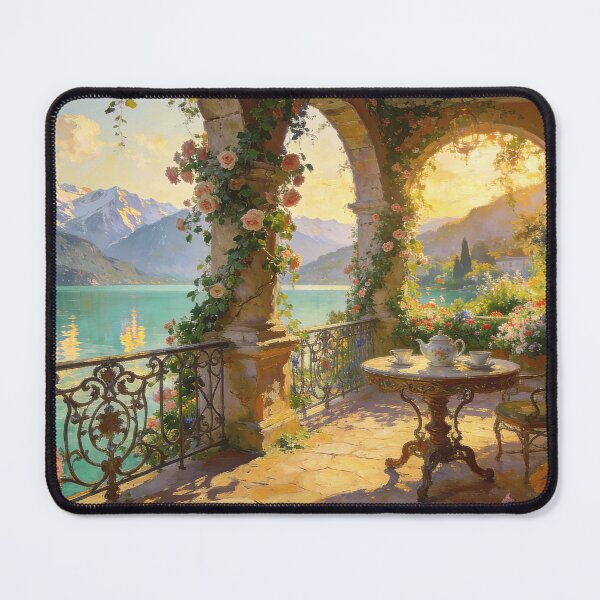 Item preview, Lakeside Terrace Breakfast - Sunlit Lake Como View designed and sold by BlareBlare.