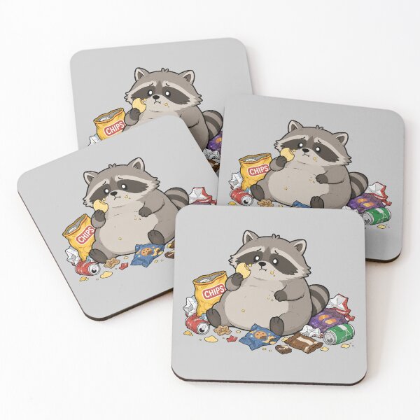 Item preview, Cute Raccoon Junk Food Funny Chubby Raccoon Cartoon Design designed and sold by MonkiFlipp.