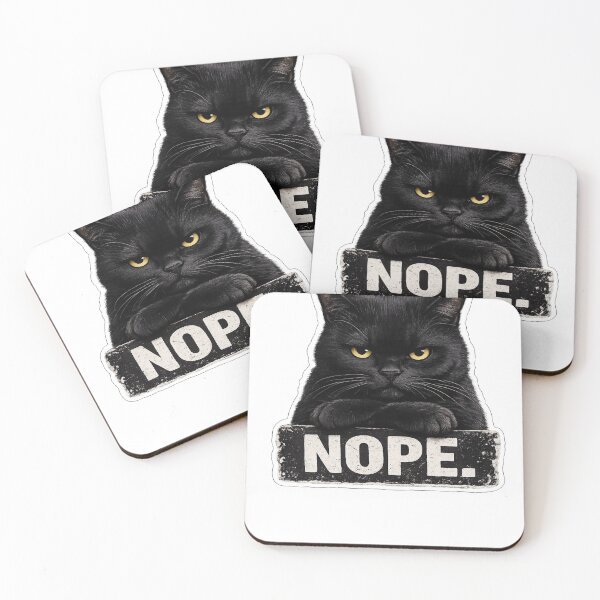 Item preview, Black Cat Sticker nope | Grumpy Black Cat Meme | Introvert Cat Lover Gift designed and sold by Skedart.