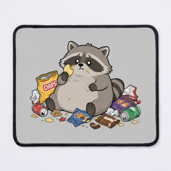 Item preview, Cute Raccoon Junk Food Funny Chubby Raccoon Cartoon Design designed and sold by MonkiFlipp.
