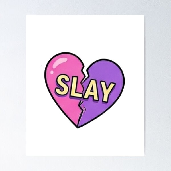 Item preview, Slay Broken Heart Pink Purple Aesthetic Sticker designed and sold by Rehnair.