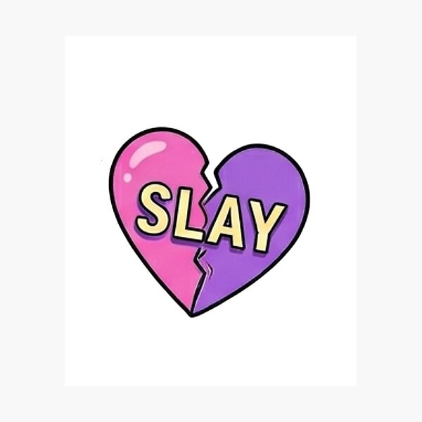 Item preview, Slay Broken Heart Pink Purple Aesthetic Sticker designed and sold by Rehnair.