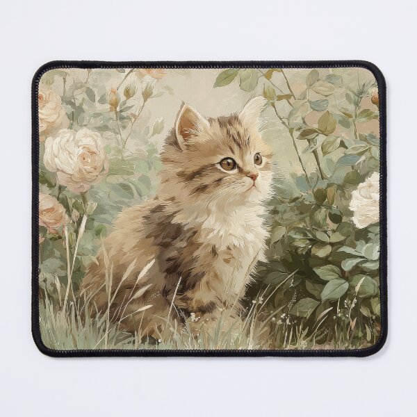 Item preview, Vintage Kitten Jigsaw Puzzle & Wall Art – Cottagecore Botanical Cat for Cat Lovers designed and sold by ArtFairy38.