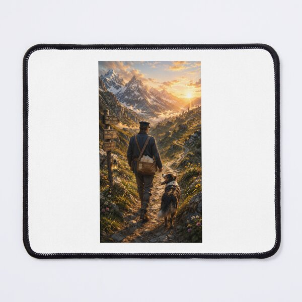 Item preview, The Postman of the Mountains Scenic Alpine Art designed and sold by TaiwoDesigns.