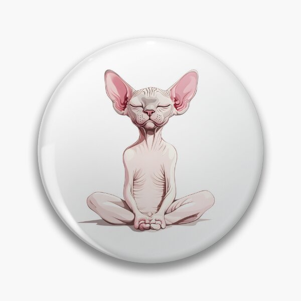 Item preview, illustration a charm of yoga meditation hairless Sphynx cat designed and sold by wonderisland.