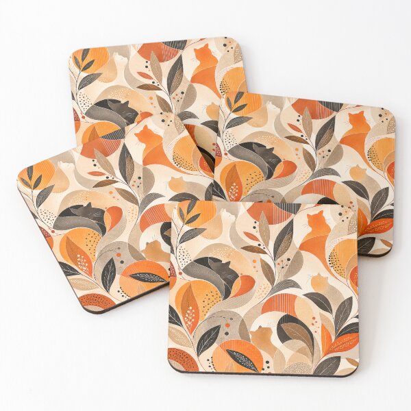 Item preview, Abstract Botanical Cat Pattern designed and sold by Mindworx21.