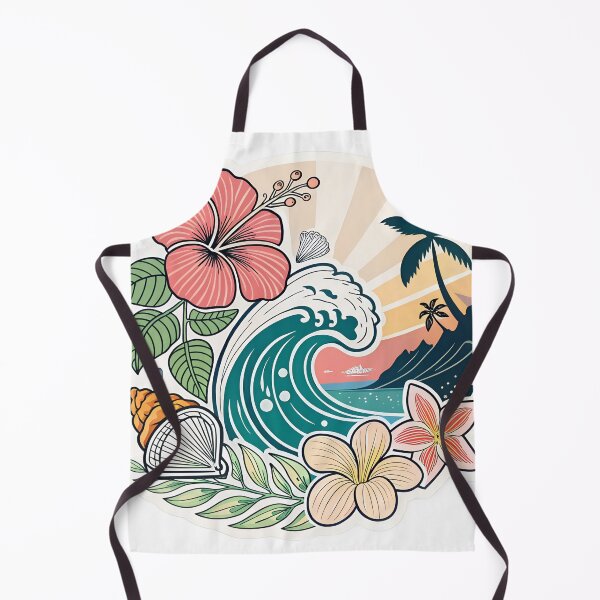 Item preview, Tropical Surf Wave Hibiscus Beach Sticker designed and sold by KHCreativeLab.