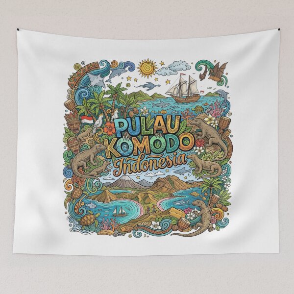 Item preview, Wonderful Pulau Komodo Indonesia Travel Souvenir Heritage Colorful Cultural Doodle designed and sold by arisukma11.
