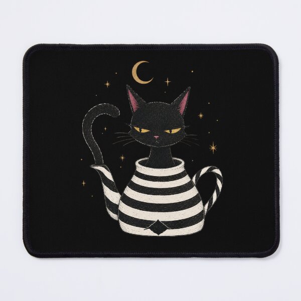 Item preview, Black Cat in a Teacup Witchy Halloween Art designed and sold by Mvicen.