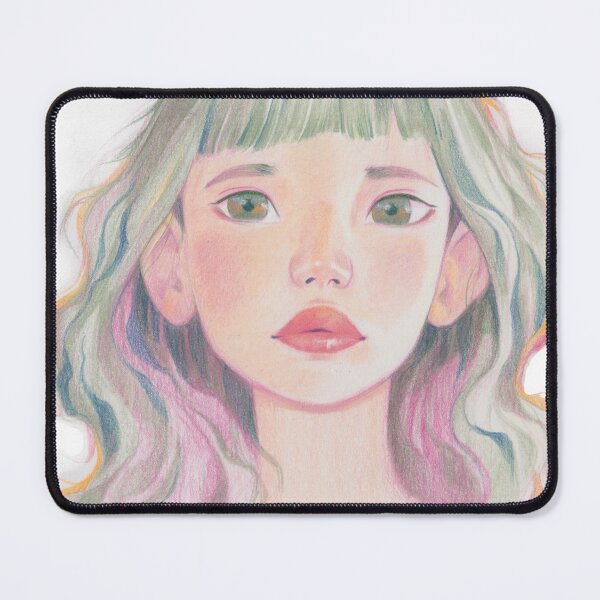 Item preview, Color Pencil Portrait of a Young Girl with Green Hair designed and sold by rutbisbe.