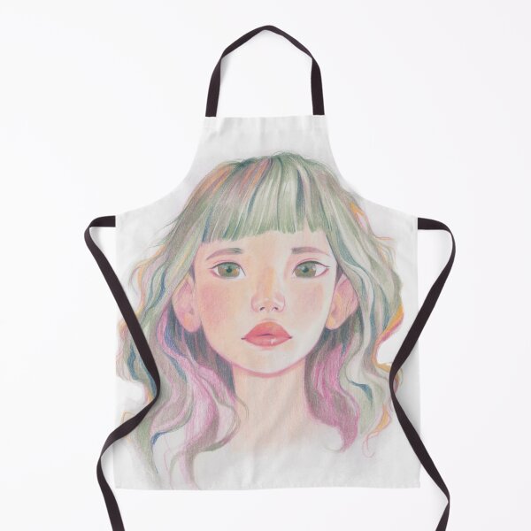 Item preview, Color Pencil Portrait of a Young Girl with Green Hair designed and sold by rutbisbe.