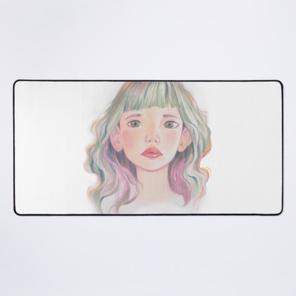 Item preview, Color Pencil Portrait of a Young Girl with Green Hair designed and sold by rutbisbe.