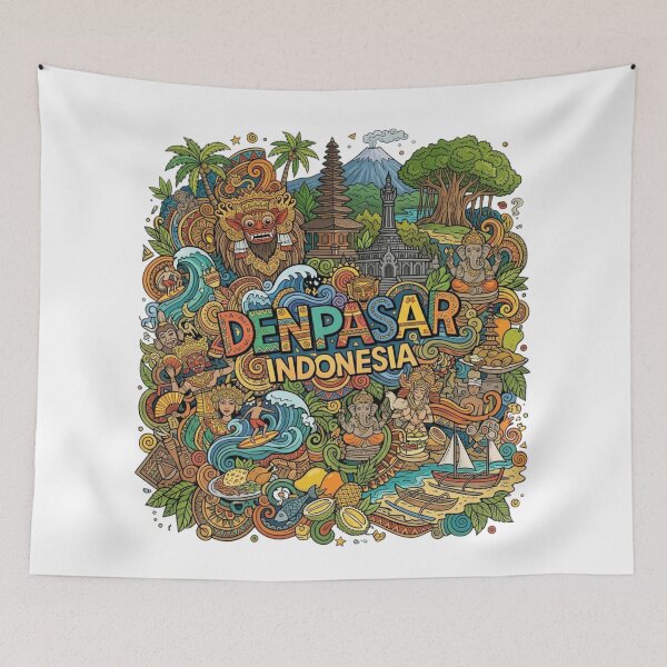 Item preview, Wonderful Denpasar Indonesia Travel Souvenir Heritage Colorful Cultural Doodle designed and sold by arisukma11.