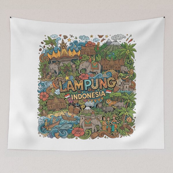 Item preview, Wonderful Lampung Indonesia Travel Souvenir Heritage Colorful Cultural Doodle designed and sold by arisukma11.