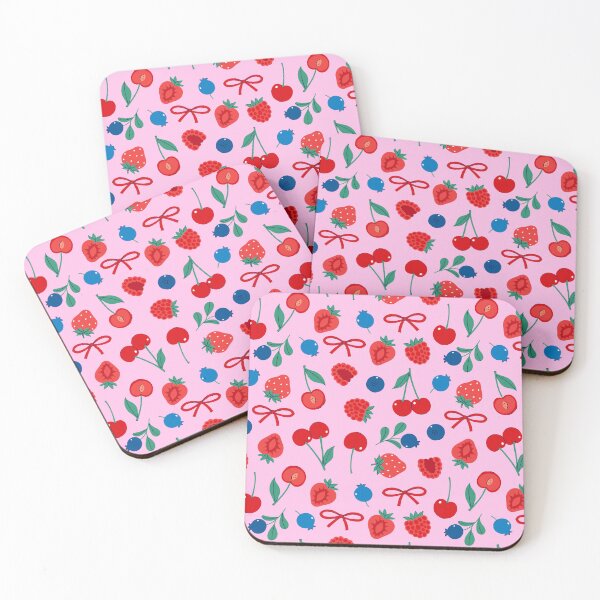 Item preview, various berries and bows on a pink background designed and sold by burbura.