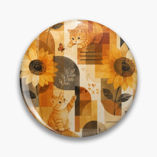Item preview, Sunflower Gingerboi Geometric Botanical Cat Pattern designed and sold by Mindworx21.