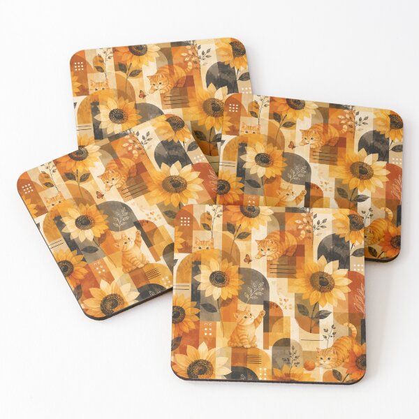 Item preview, Sunflower Gingerboi Geometric Botanical Cat Pattern designed and sold by Mindworx21.