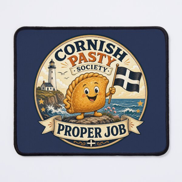 Item preview, Cornish Pasty Society Proper Job - Vintage Cornwall Humour Gift Design designed and sold by bumbledown.
