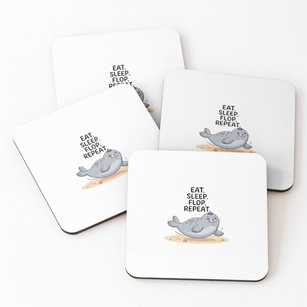 Item preview, Eat Sleep Flop Repeat Cute Seal Sticker | Funny Lazy Ocean Animal Design designed and sold by StickerMaker.pk.