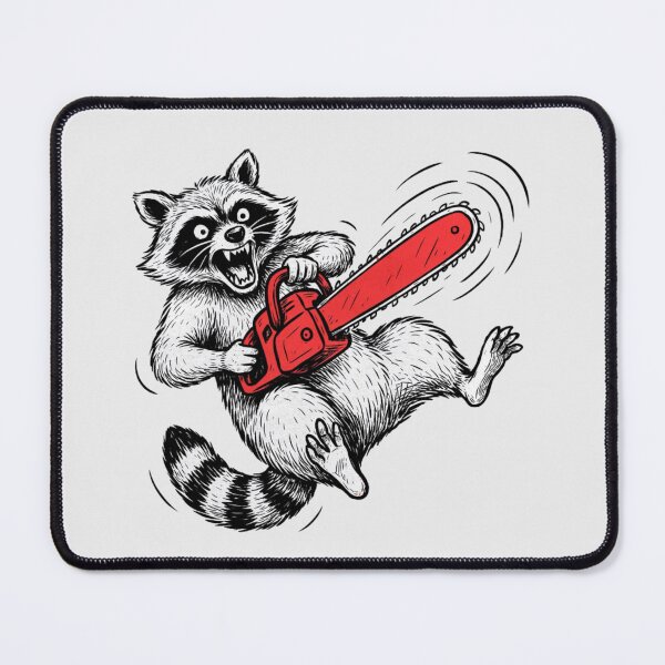 Item preview, raccoon holding a bright red chainsaw designed and sold by 123ks.