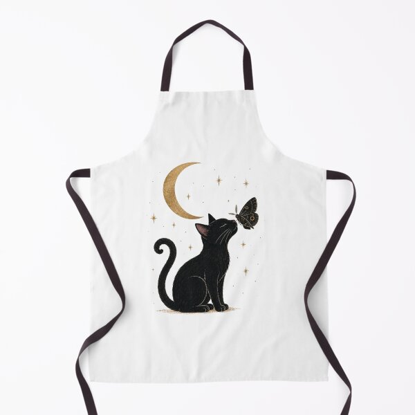 Item preview, Black Cat and Butterfly under Crescent Moon Art designed and sold by Mvicen.