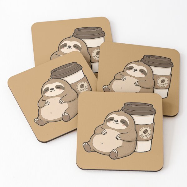 Item preview, Cute Sloth Coffee Lover Funny Chubby Sloth Cartoon Design designed and sold by MonkiFlipp.