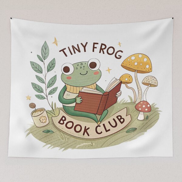 Item preview, Tiny Frog Book Club Cute Reading Frog designed and sold by KHCreativeLab.