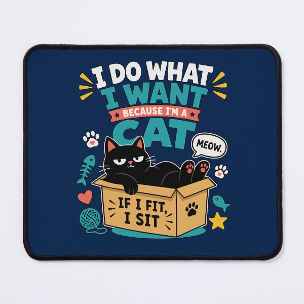 Item preview, I Do What I Want Because I'm a Cat – Funny Black Cat in a Cardboard Box with Cute Attitude Quote designed and sold by Huddy-clothes.