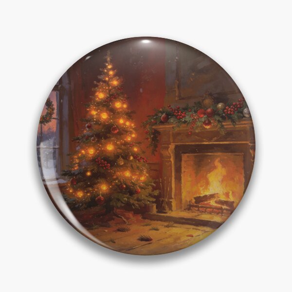 Item preview, Warm Hearthside Christmas - Elegant Fireplace & Tree Holiday Scene designed and sold by BlareBlare.