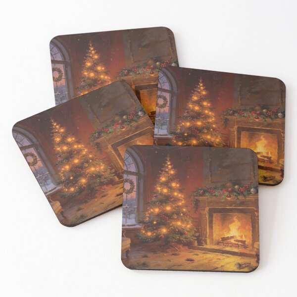 Item preview, Warm Hearthside Christmas - Elegant Fireplace & Tree Holiday Scene designed and sold by BlareBlare.