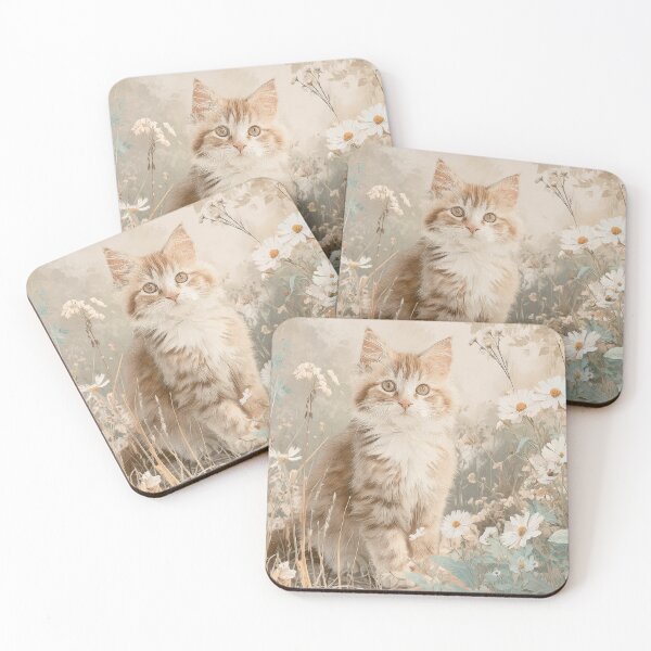 Item preview, Vintage Kitten Jigsaw Puzzle & Wall Art – Cottagecore Botanical Cat for Cat Lovers designed and sold by ArtFairy38.
