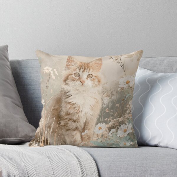 Item preview, Vintage Kitten Jigsaw Puzzle & Wall Art – Cottagecore Botanical Cat for Cat Lovers designed and sold by ArtFairy38.