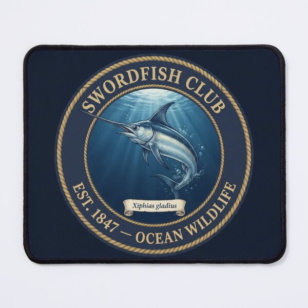 Item preview, Swordfish Club Vintage Badge Ocean Wildlife Art designed and sold by CalmCapy Co.