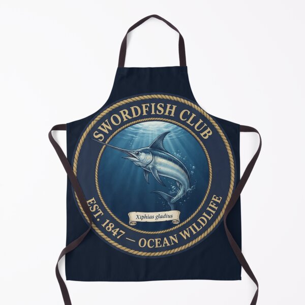 Item preview, Swordfish Club Vintage Badge Ocean Wildlife Art designed and sold by CalmCapy Co.