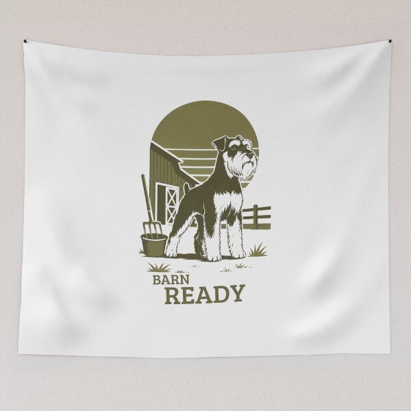 Item preview, Standard Schnauzer Barn Ready Retro Farm Dog Vintage Working Breed Gift designed and sold by RusticMeadow.