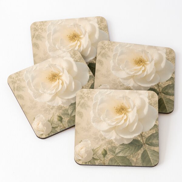 Item preview, Vintage White Rose – Botanical Flow Collection designed and sold by ViolafleurViolett.