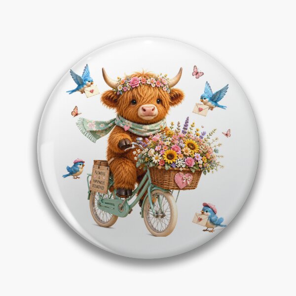 Item preview, Highland cow bicycle flower delivery  designed and sold by QuirkNest Studio .