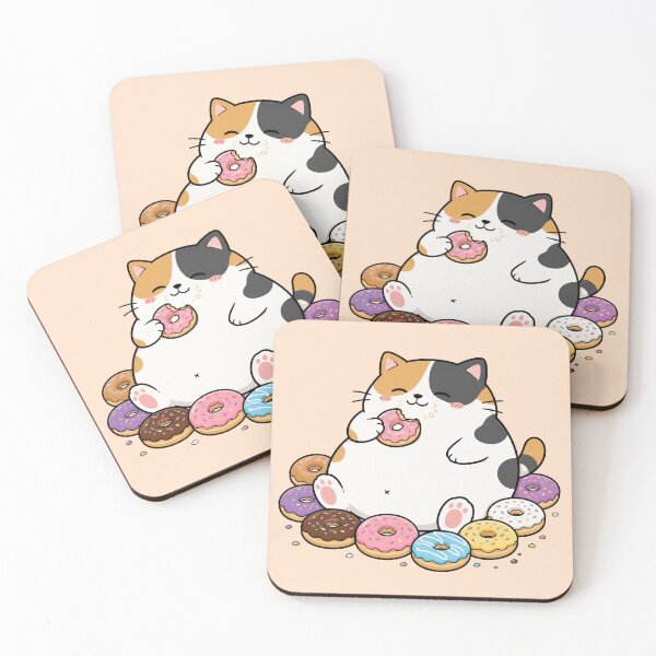 Item preview, Cute Donut Cat Funny Chubby Calico Cat Cartoon Design designed and sold by MonkiFlipp.