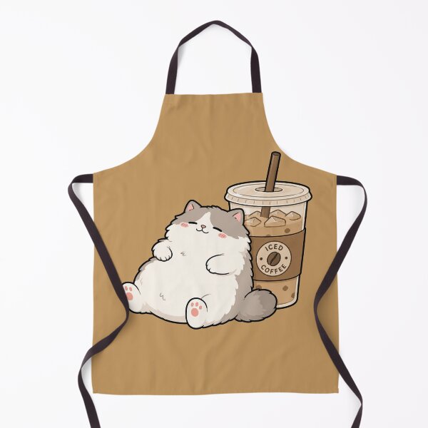 Item preview, Cute Iced Coffee Cat Funny Fluffy Chubby Cat Cartoon Design designed and sold by MonkiFlipp.