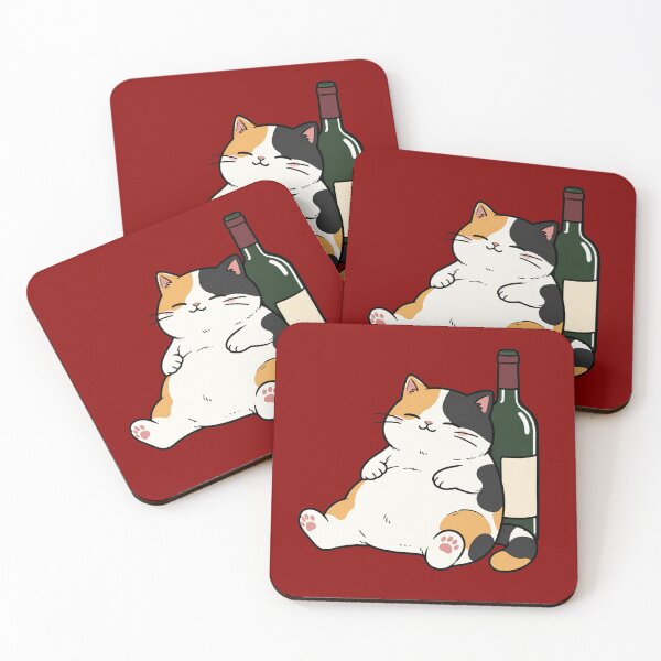 Item preview, Cute Wine Cat Funny Chubby Calico Cat Cartoon Desig designed and sold by MonkiFlipp.