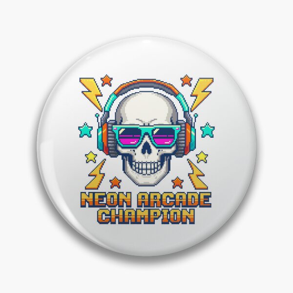 Item preview, Neon Arcade Champion Pixel Skull designed and sold by Coin Inserted.