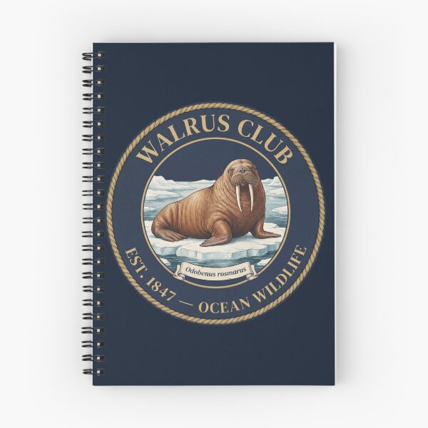Item preview, Walrus Club Vintage Badge Ocean Wildlife Art designed and sold by CalmCapy Co.
