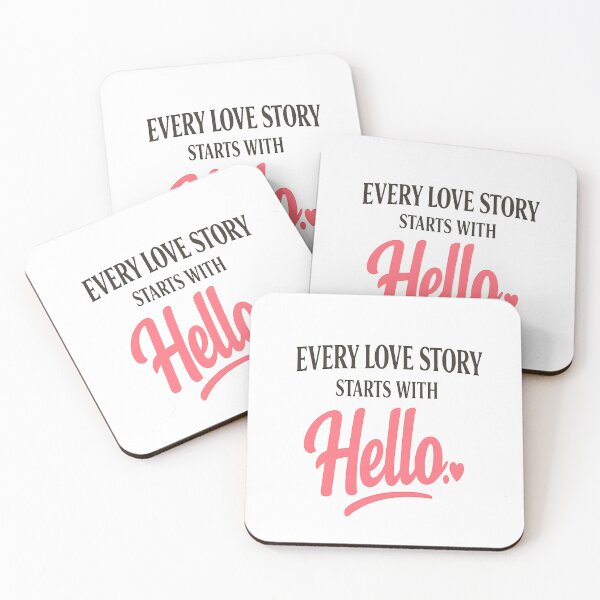 Item preview, Every Love Story Starts With Hello | Romantic Minimal Typography Design designed and sold by Lovestickerco.