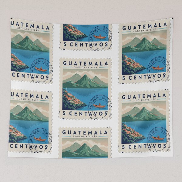Item preview, Lake Atitlán Guatemala Volcano Postage Stamp Travel Sticker designed and sold by stickercuffs.