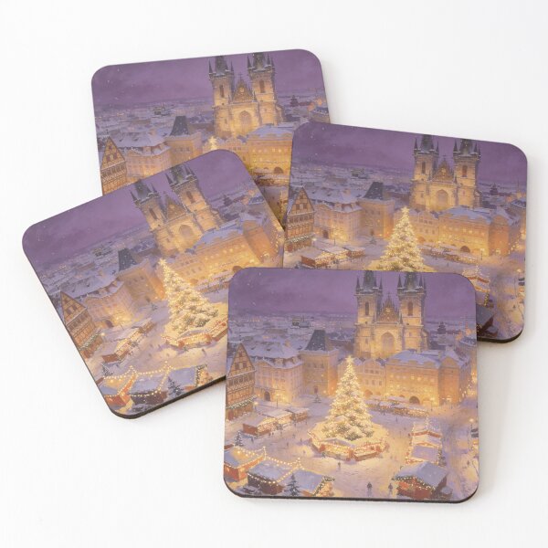 Item preview, Old Town Christmas Magic - Snowy European Square Bird's-Eye View designed and sold by BlareBlare.